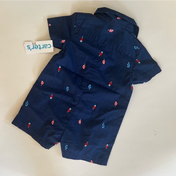 Carter's Romper Popsicles Boys 3M Outfit 4th Of July Summer Collar New - Picture 3 of 3